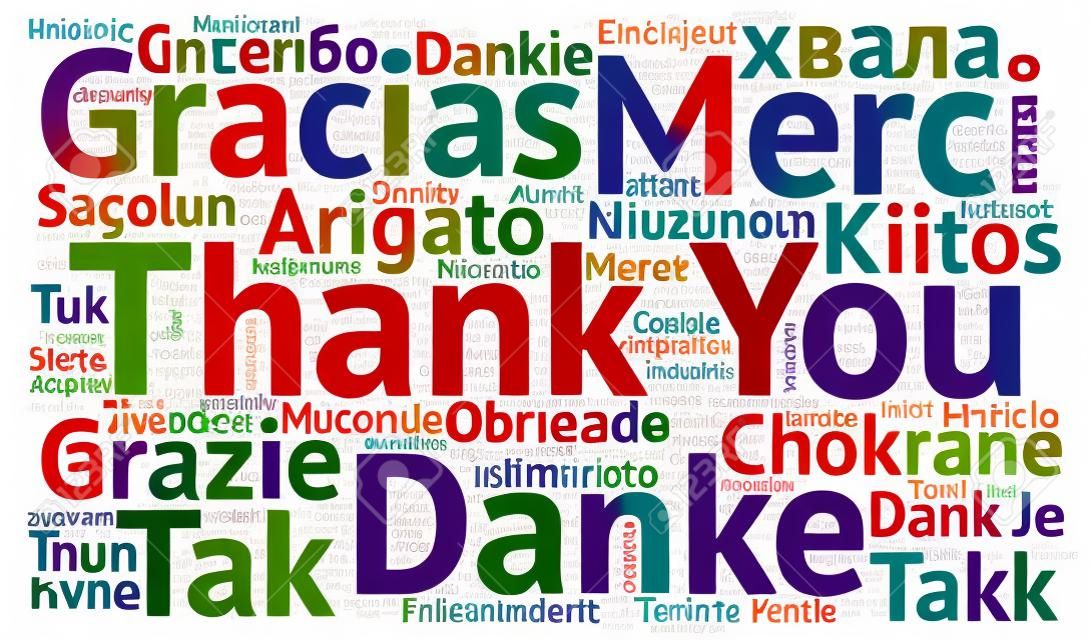 Merci illustration nuage de mots dans différentes langues