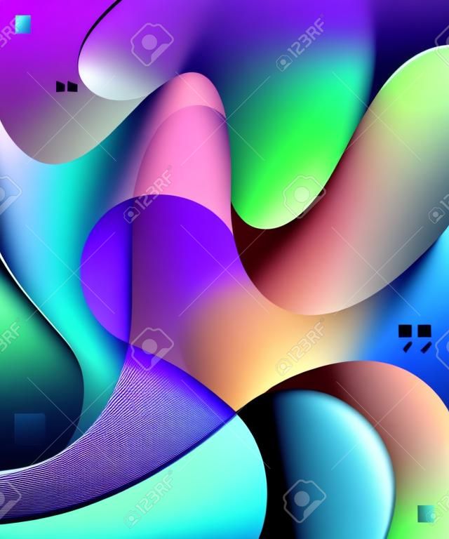 Liquid and wavy fluid vector graphic asset. Trendy, modern and dynamic graphic element. Colorful futuristic background design.