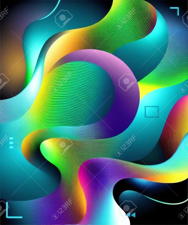 Liquid and wavy fluid vector graphic asset. Trendy, modern and dynamic graphic element. Colorful futuristic background design.