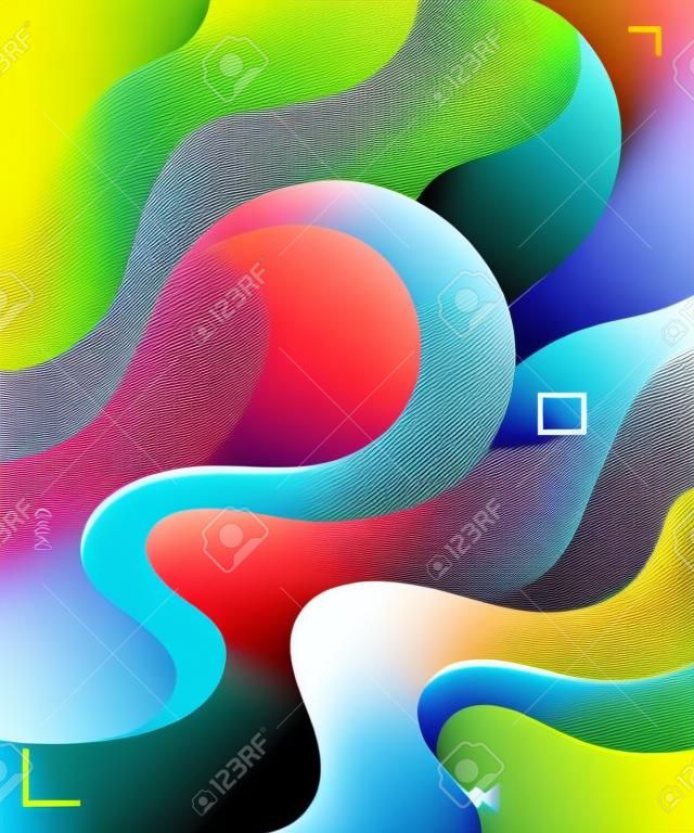 Actif graphique vectoriel fluide liquide et ondulé. Élément graphique tendance, moderne et dynamique. Design de fond futuriste coloré.