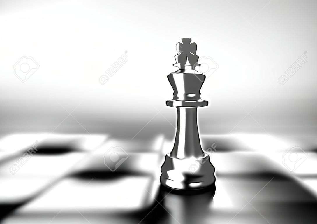 3d illustration of chess king on a chessboard. concept of business strategy