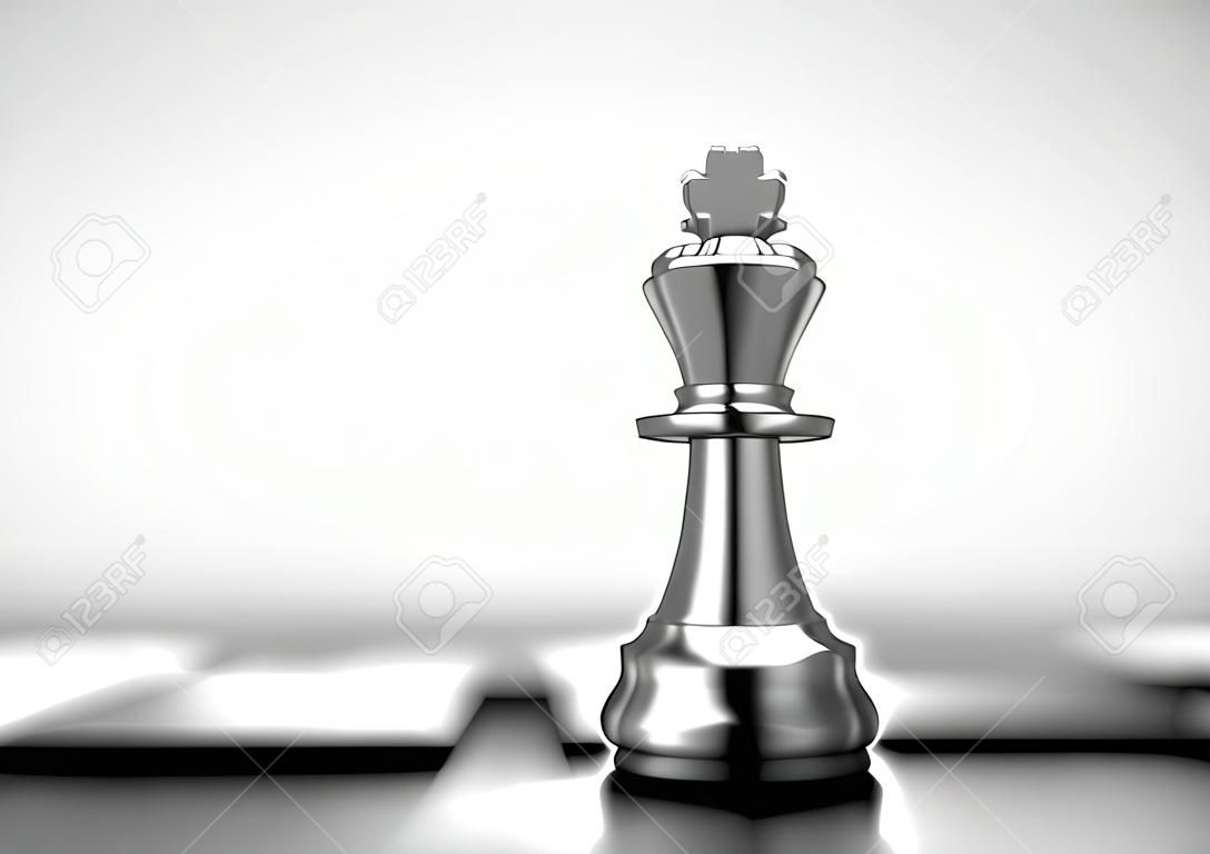3d illustration of chess king on a chessboard. concept of business strategy