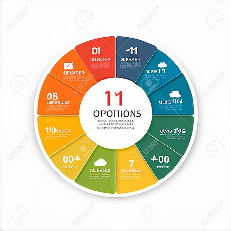 Circle chart infographic template with 11 options  for presentations, advertising, layouts, annual reports