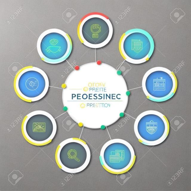 Modèle de tableau de cercle de présentation avec 9 options. Char modifiable
