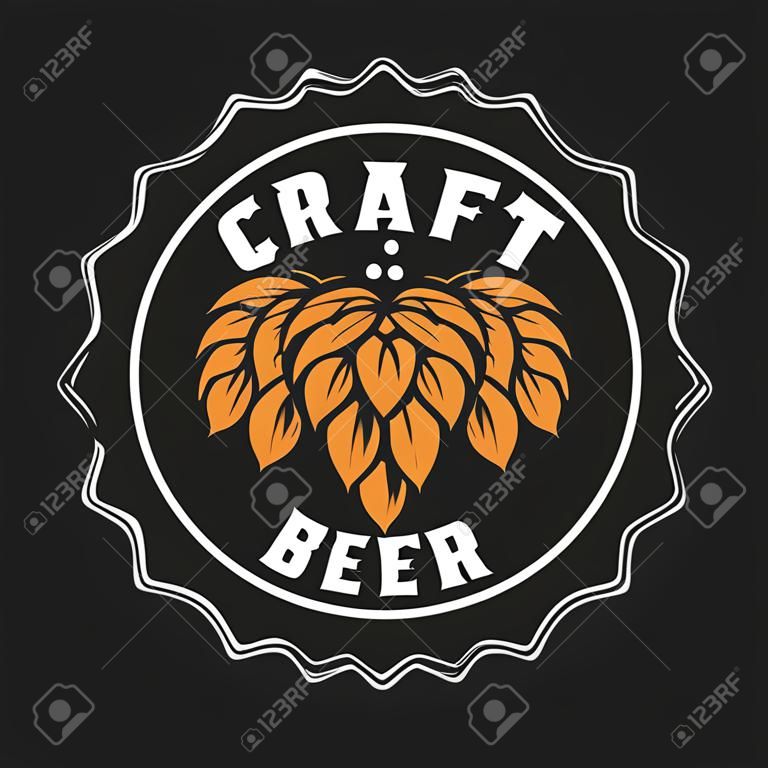 Illustration of craft beer bottle cap with hops