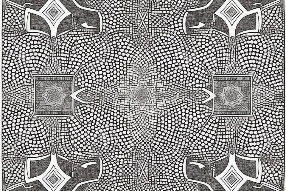 Beautiful black and white illustration for adult coloring book with abstract eastern linear pattern