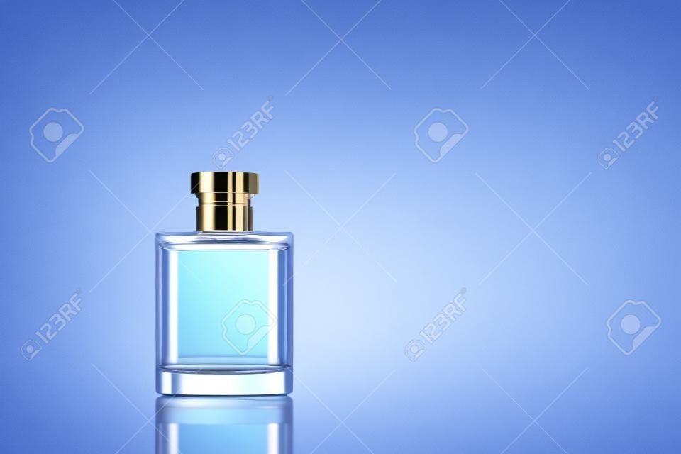 Transparent bottle perfume mockup studio shot, isolated background, marketing and product presentation.