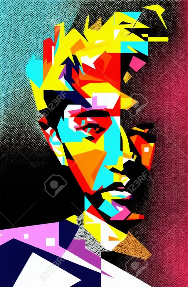 One ok rock personnel from japan colorful vector wpap popart illustration design, with abstract background