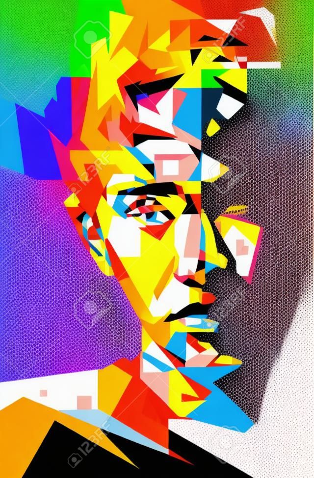 One ok rock personnel from japan colorful vector wpap popart illustration design, with abstract background