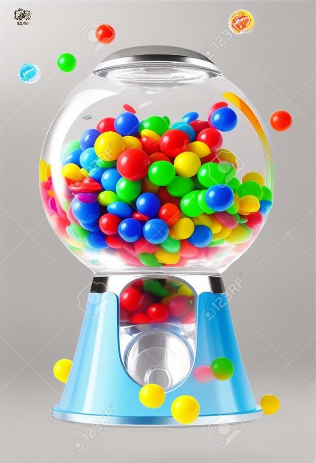 Máquina de chicles dispensador de dulces de vidrio redondo transparente con  chicle de colores