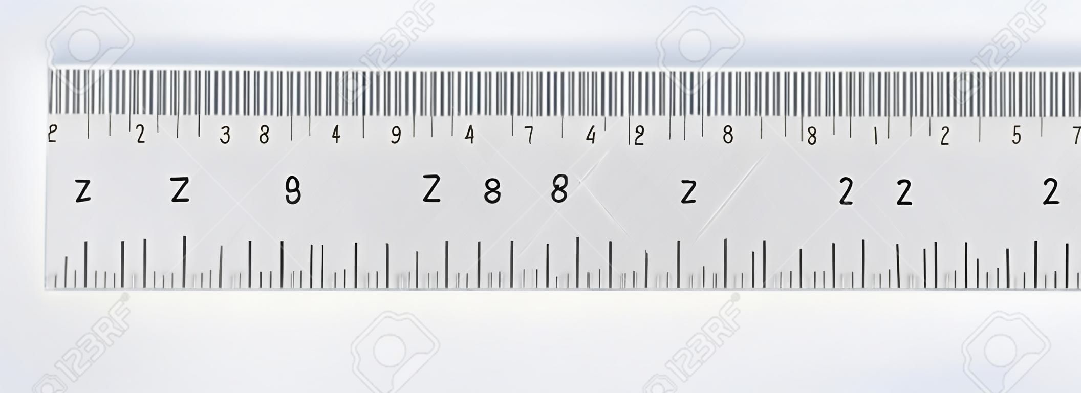 Vector realistic school ruler isolated on transparent background