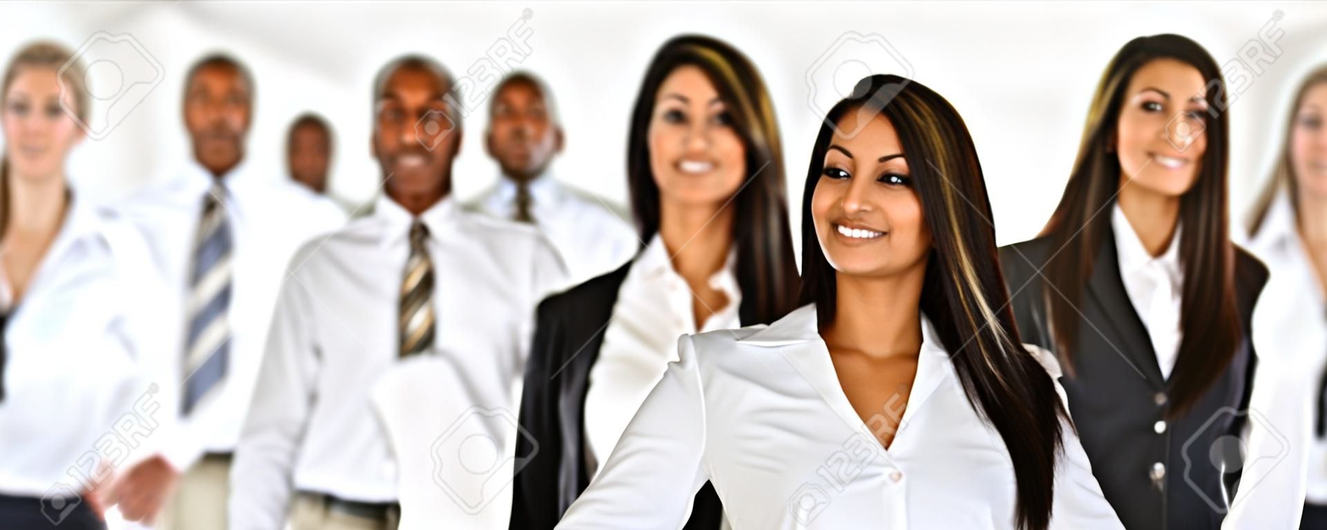 Femme affaires, sélection, membres, de, elle, équipe affaires