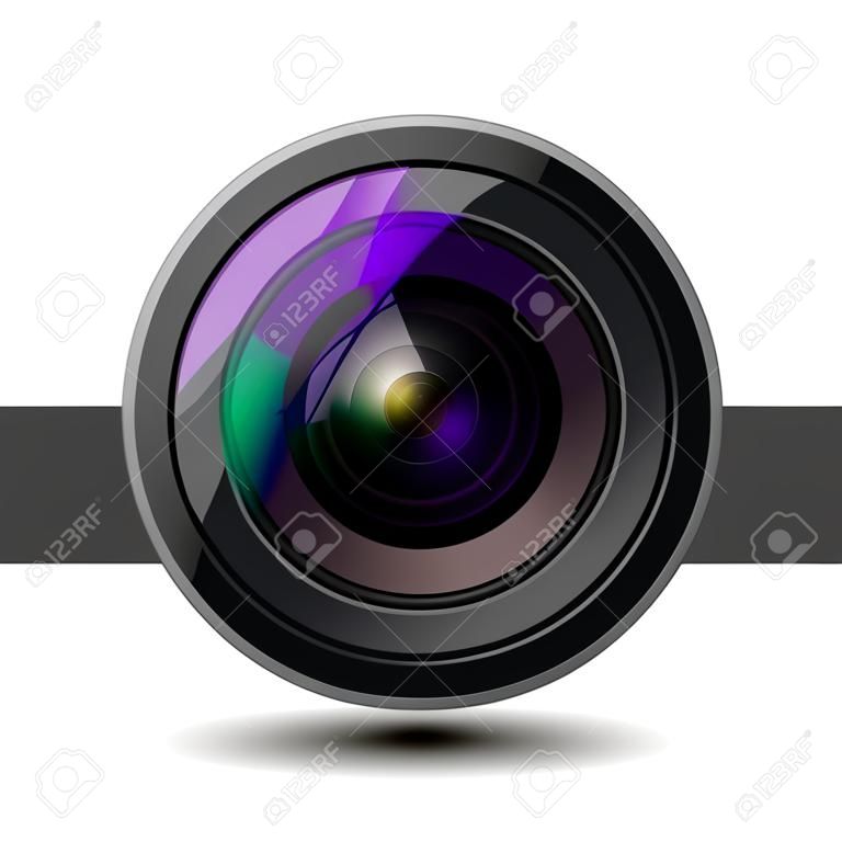 ilustração da lente colorida da câmera no fundo branco