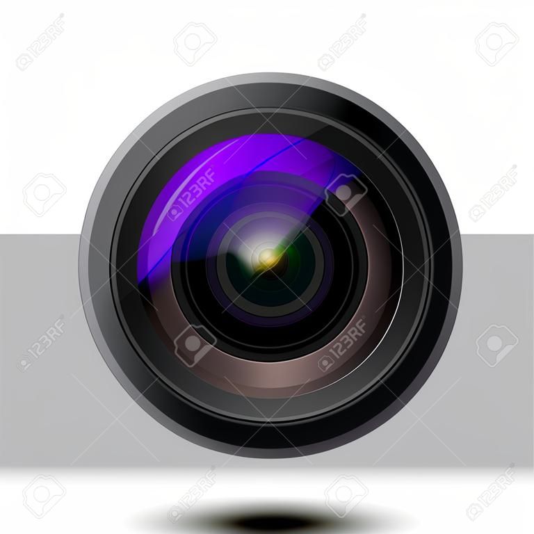beyaz zemin üzerine renkli kamera lensinin illüstrasyon