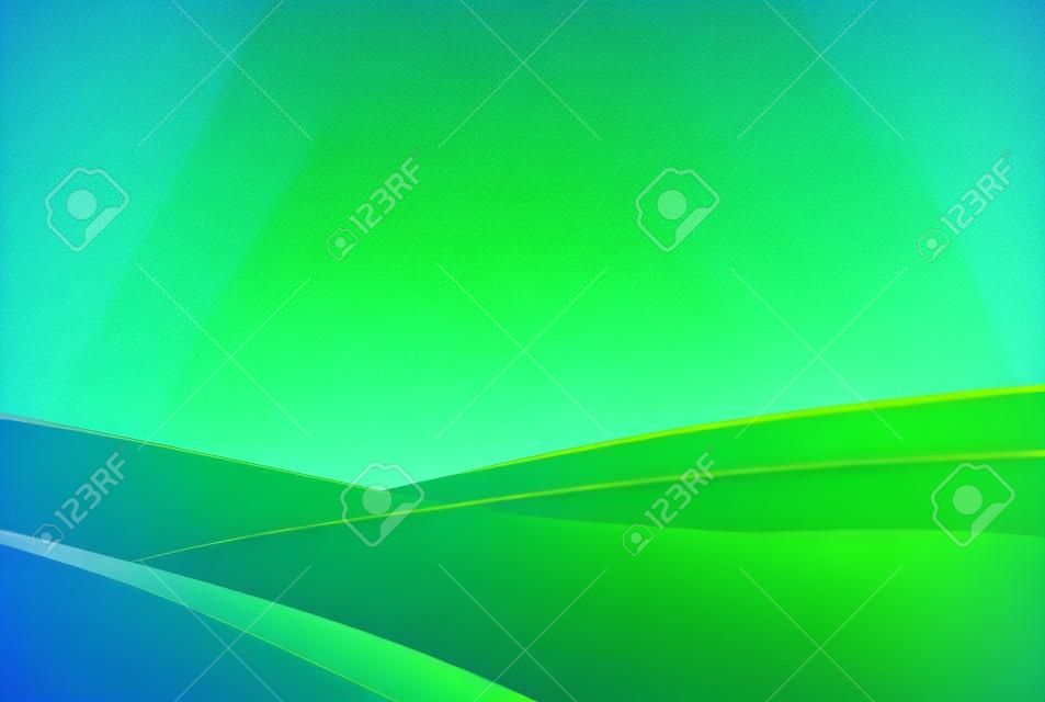 抽象的な緑のフィールドと青い空のベクトルの背景