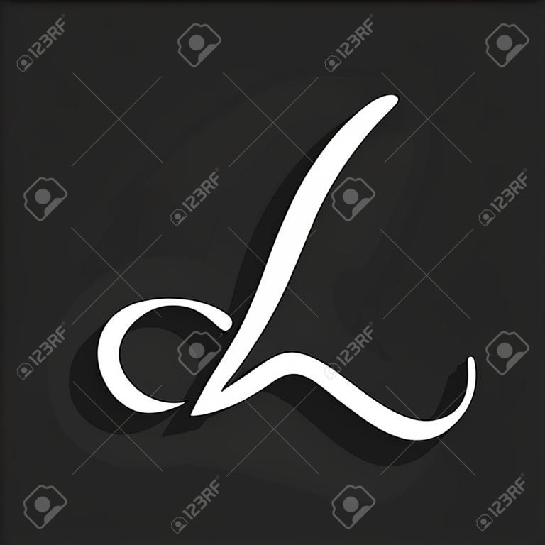 Handgeschriebener Vektor-Logo-Buchstabe L. L-Buchstaben-Entwurfs-Vektor