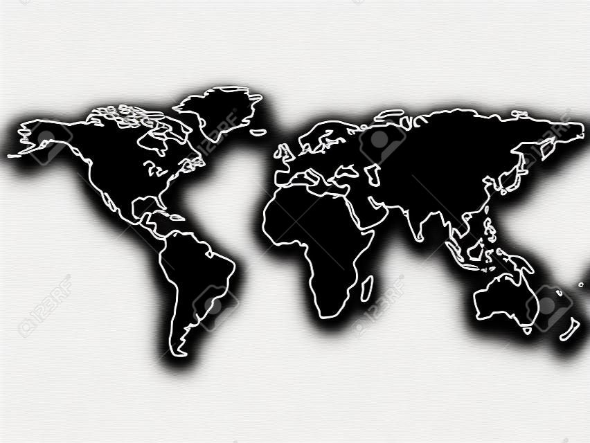 siyah arka plan, soyut sanat illüstrasyon izole beyaz dünya haritası özetliyor