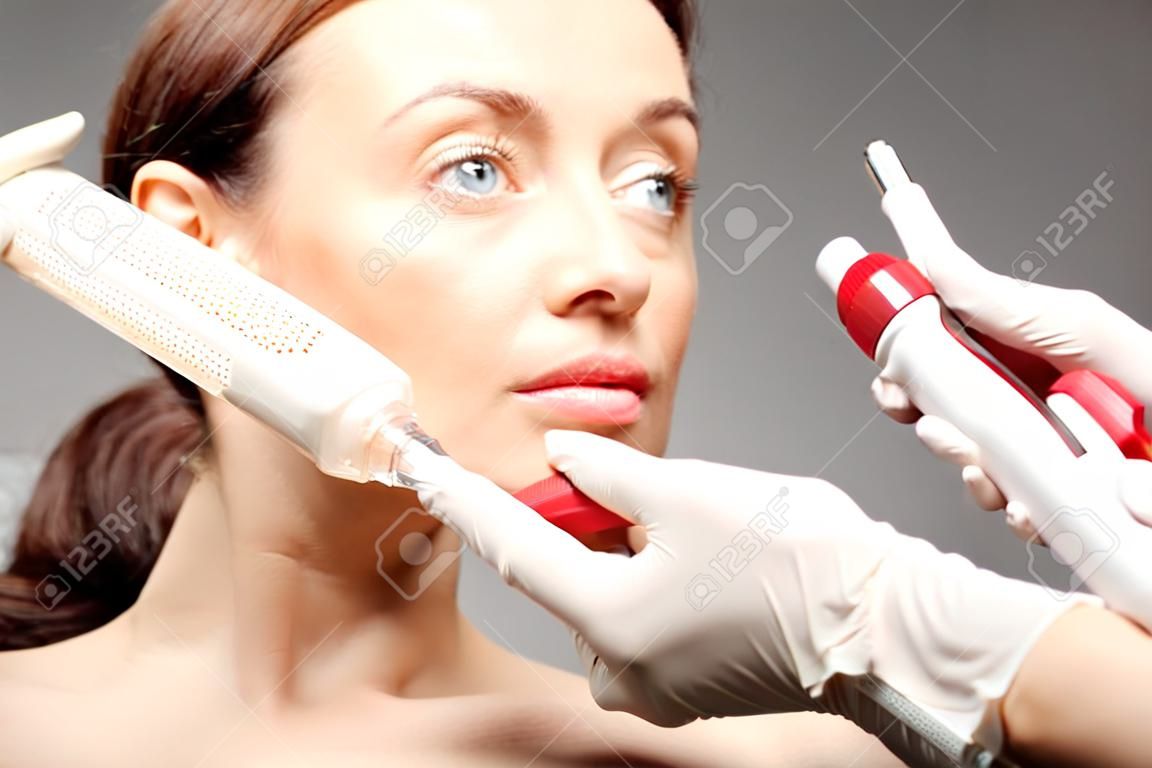 Mesotherapy Microneedle, the woman at the beautician