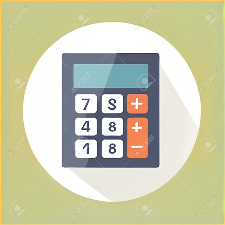 Calculatrice icône avec la division de multiplication des symboles mathématiques, plus long style de l'ombre de design plat de construction de moins