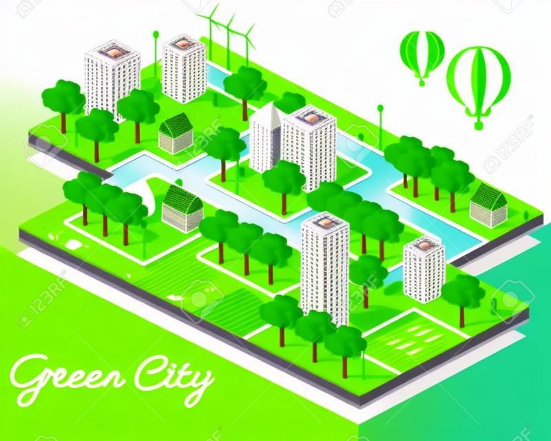 Clean, modern city with parks and green spaces. Digital 3D rendering Stock  Photo - Alamy