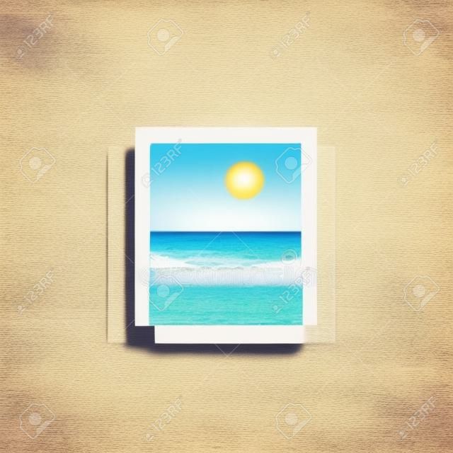 Polaroid фото фото из путешествия. Летний отдых на пляже, море и солнце. Векторная иллюстрация