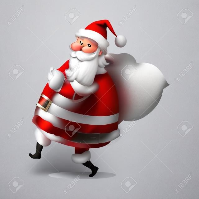 Isolated Side View Santa Claus on White Background