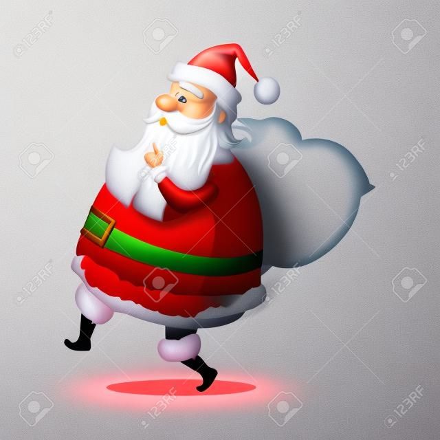 Isolated Side View Santa Claus on White Background