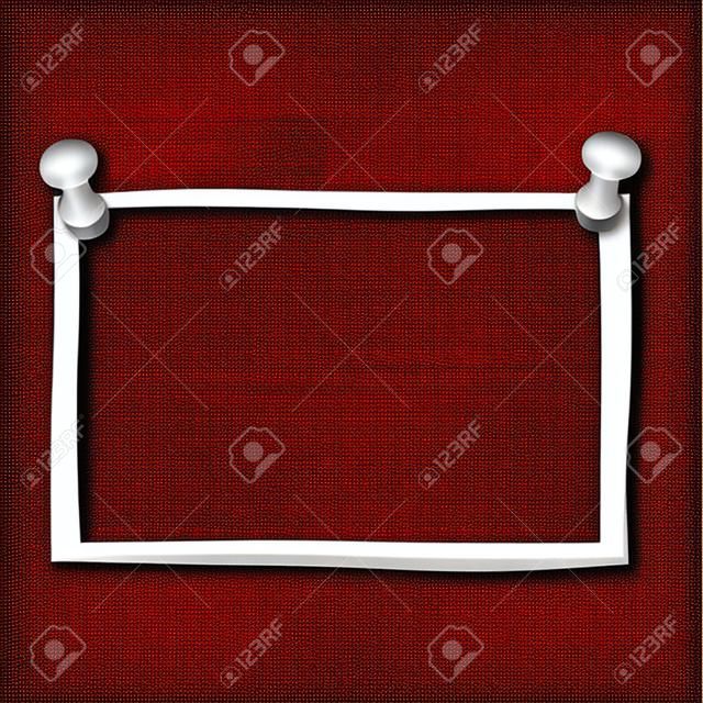 Cadre décrit noir carré simple avec des punaises rouges isolés sur fond blanc. Cadre simple et créatif pour ajouter une photo ou une image à une grande illustration vectorielle de collage décoratif inspirant.