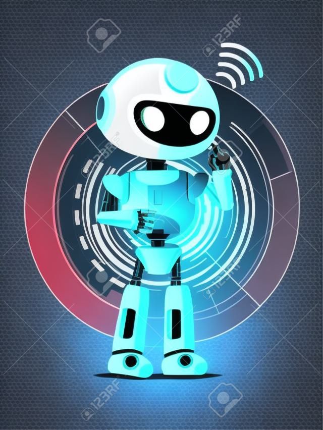 Robot and Interface Poster Vector Illustration