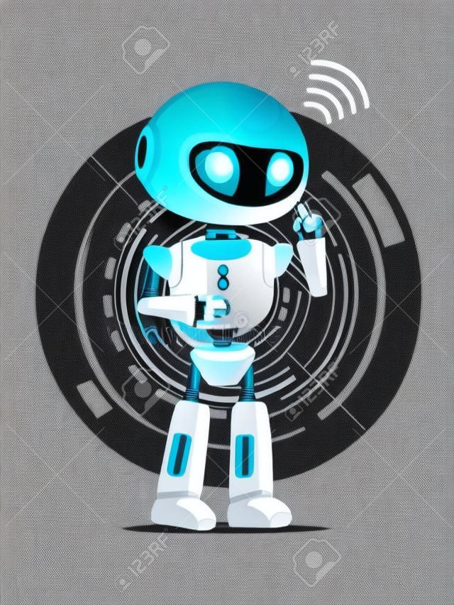 Ilustração do vetor do cartaz do robô e da interface