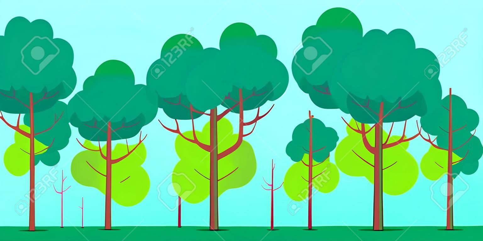 Ilustração vetorial de árvores da floresta