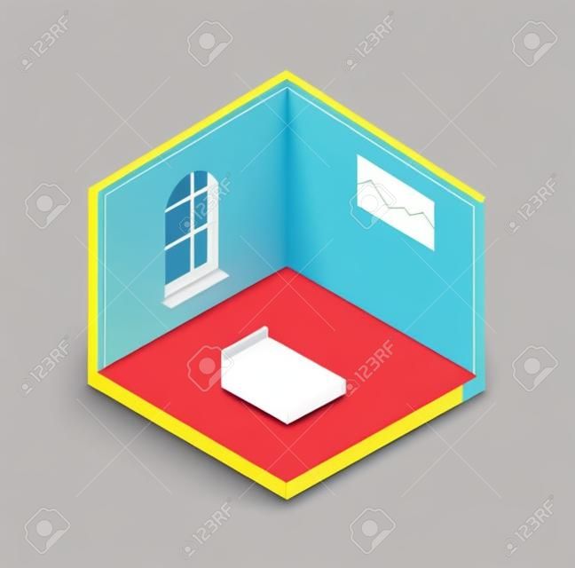 Cute Flat, Isometric View, Colorful Vector Poster