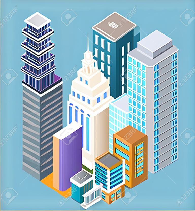 Buildings of Big City Poster Vector Illustration
