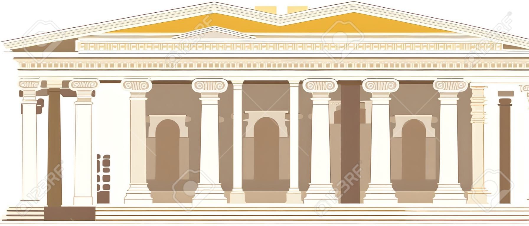 Colonne du temple du panthéon romain antique construisant des tuiles de rome, développement stratégique de la culture antique. Point de repère italien Panthéon, ancien temple sur la place de la ville. Paysage historique traditionnel des temps anciens