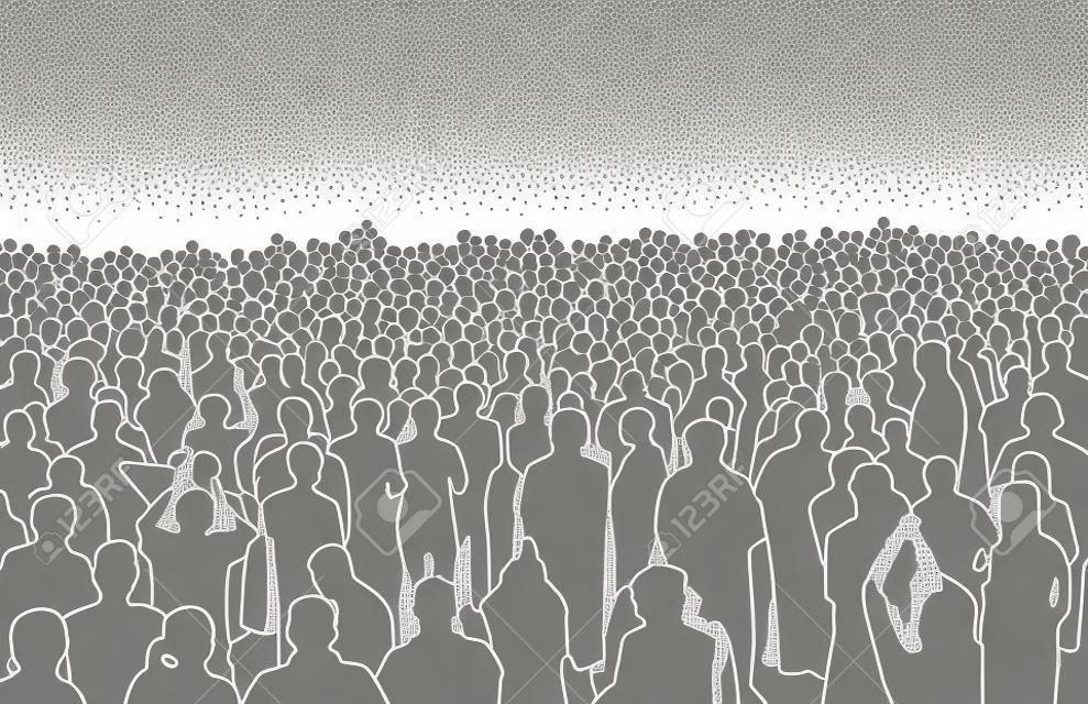 Ilustracja przedstawiająca dużą masę ludzi w perspektywie