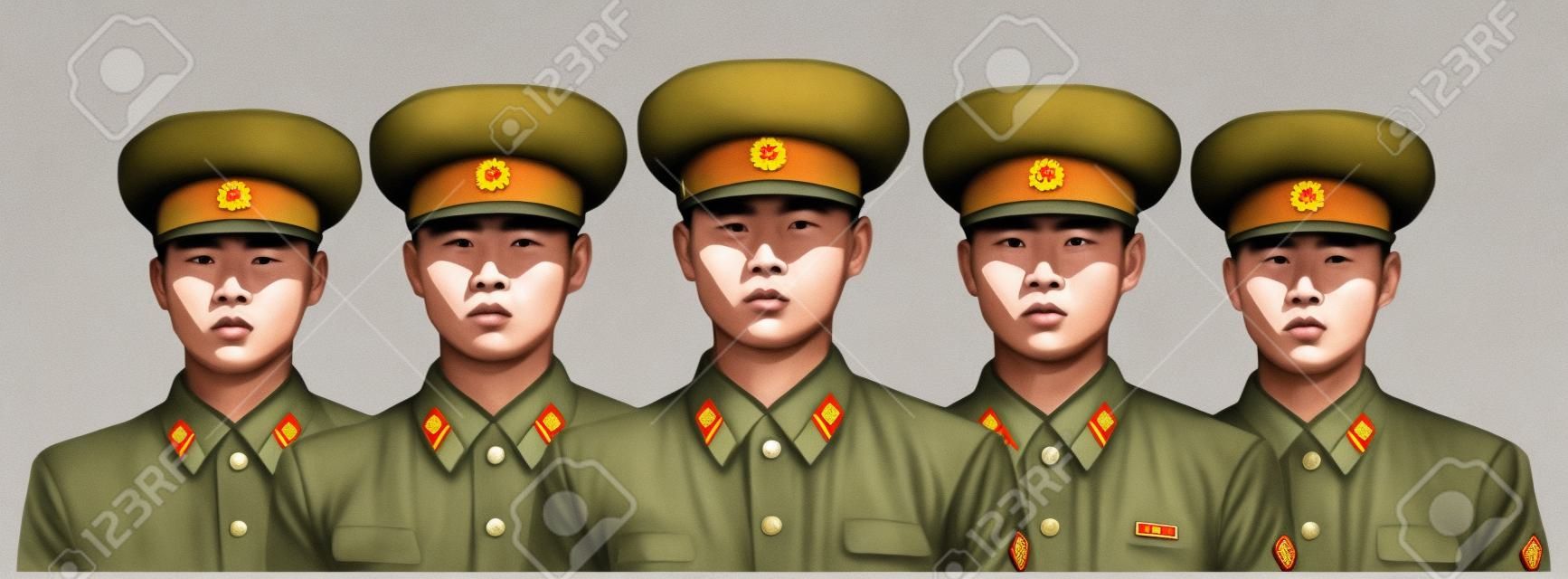 身穿制服的北韓士兵的插圖