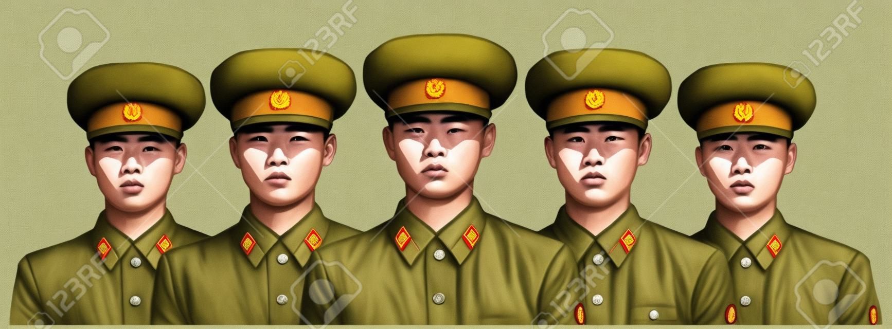 身穿制服的北韓士兵的插圖