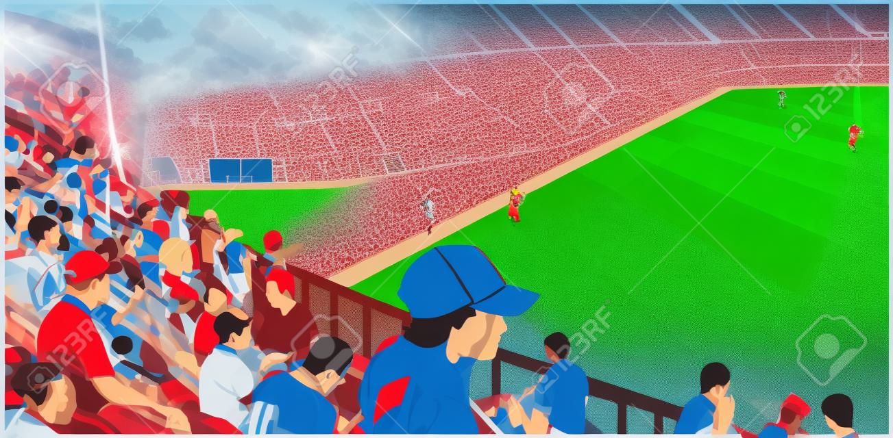 Illustratie van de menigte van het arenastadion op sportevenement