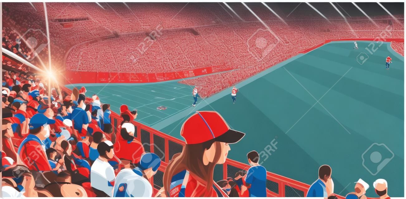 Illustratie van de menigte van het arenastadion op sportevenement
