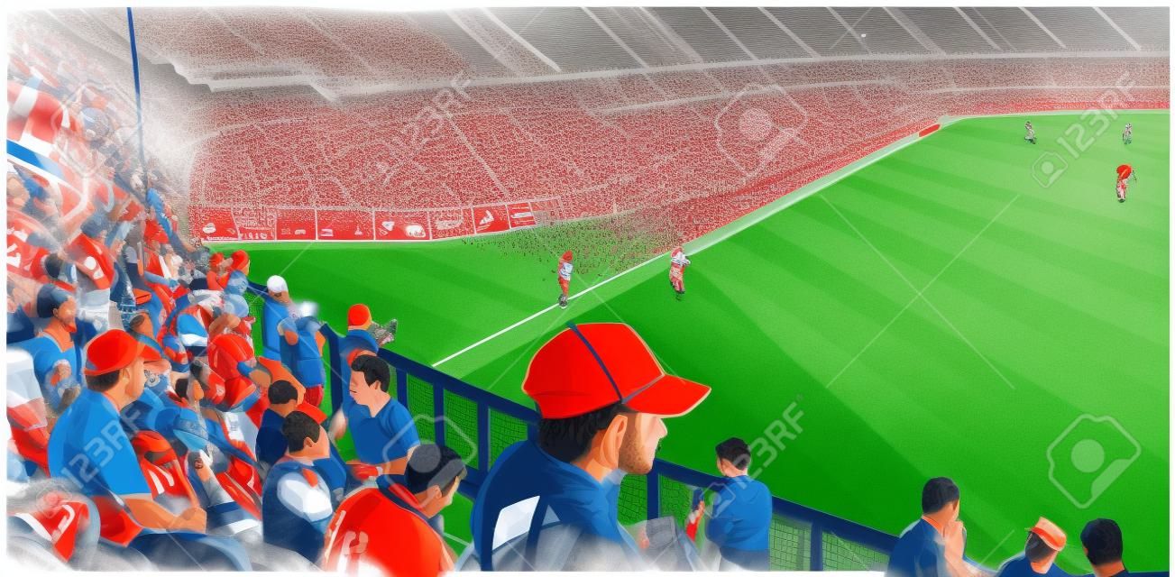 Illustrazione della folla dello stadio dell'arena all'evento sportivo