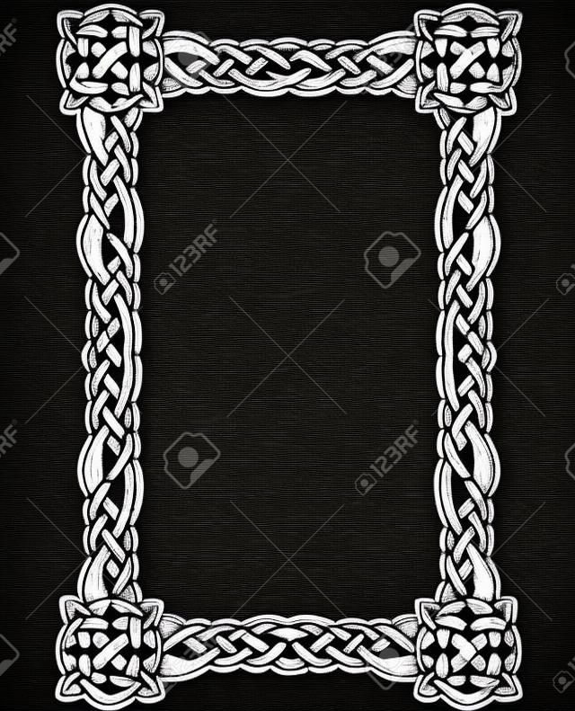 Celta nudo marco decorativo. En blanco y negro