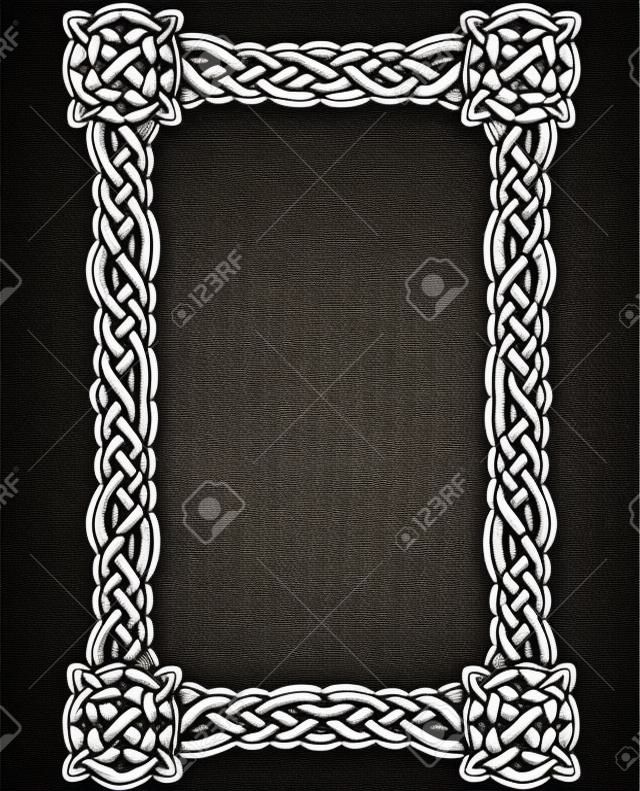 Celta nudo marco decorativo. En blanco y negro