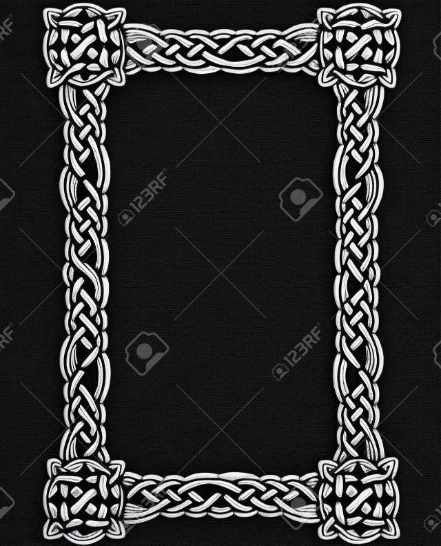 Celtic dekoratif düğüm çerçeve. Siyah ve beyaz
