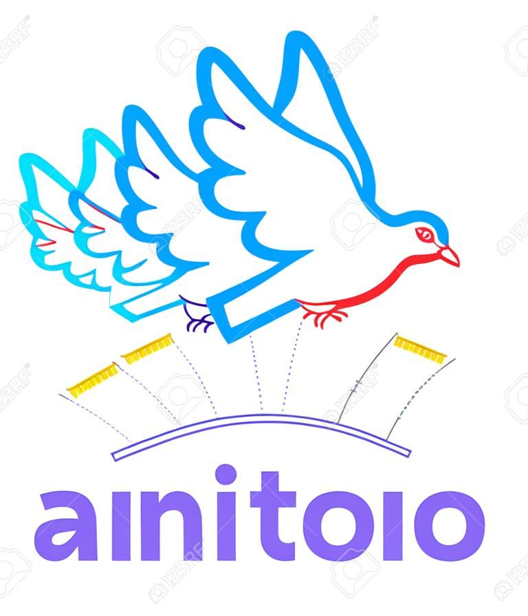 Animation of a dove vector illustration.