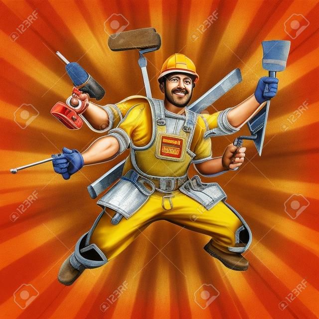 Many hand Builder repairman worker