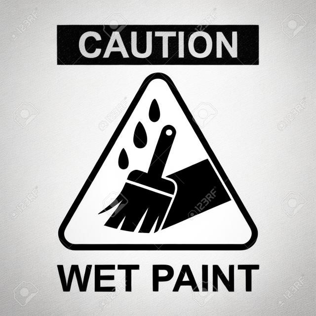 Attenzione segno di vernice bagnata. Icona di avviso piatta vettoriale isolata su uno sfondo bianco.