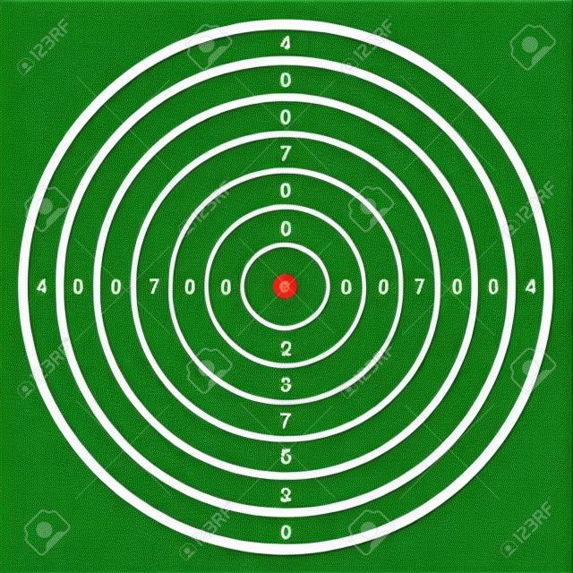 Blank template for sport target shooting competition. Clean target with numbers for shooting range or pistol shooting.