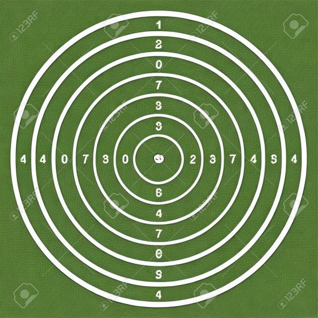 Blank template for sport target shooting competition. Clean target with numbers for shooting range or pistol shooting.