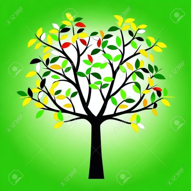 Forma verde da árvore com folhas. Ilustração do esboço do vetor. Planta no jardim.