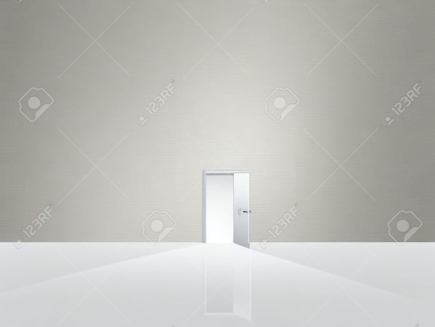 Enkele deur in pure witte ruimte emaits licht